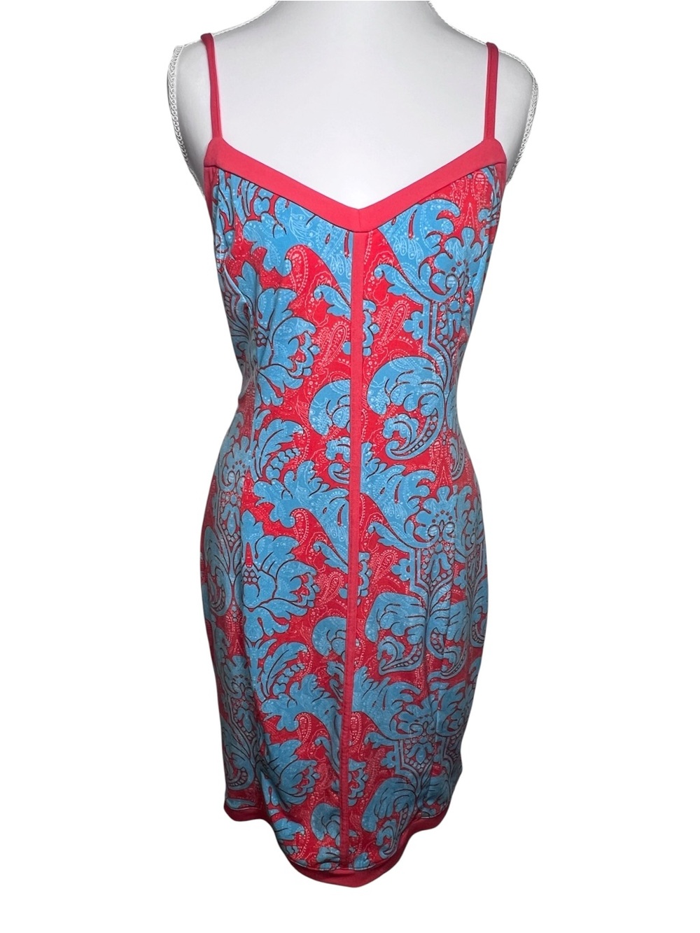 Nicole by Nicole Miller Orange/Blue Floral Dress - Size L